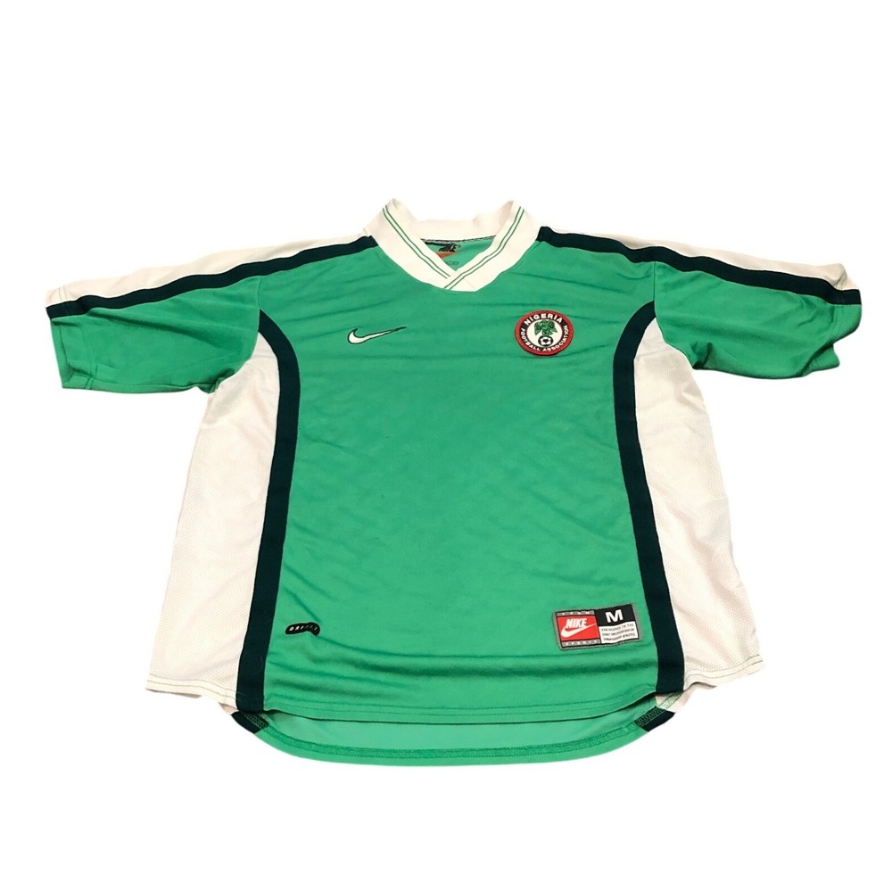 Nike Nigeria Soccer Jersey Mens M Green Short Sleeve V-Neck Team Sports